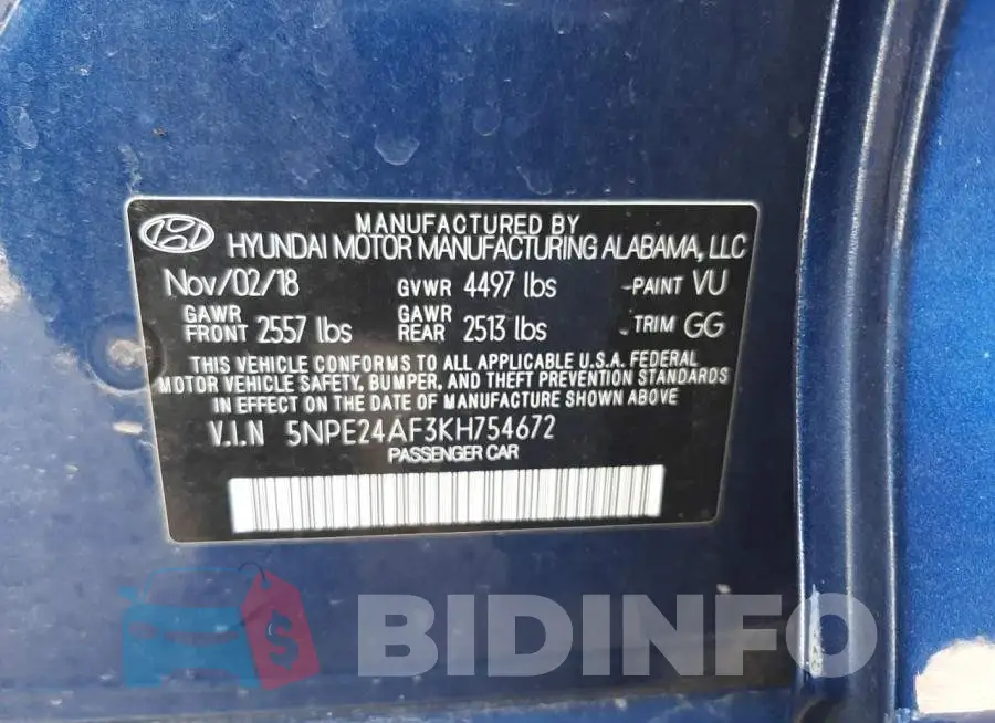 5NPE24AF3KH754672 Photo# 10
