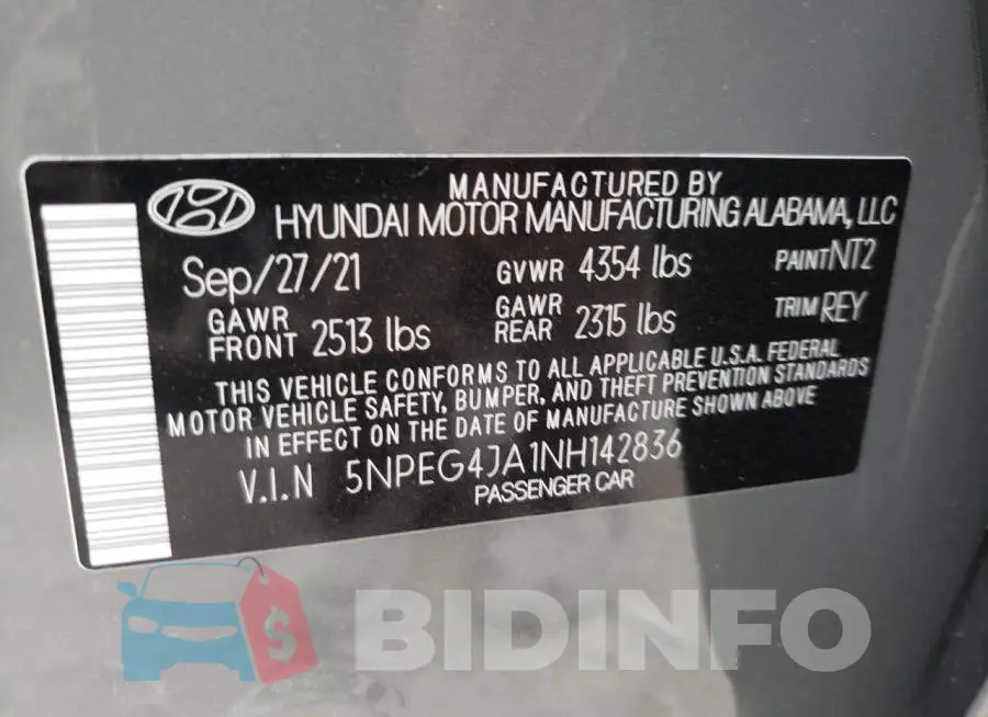 5NPEG4JA1NH142836 Photo# 10