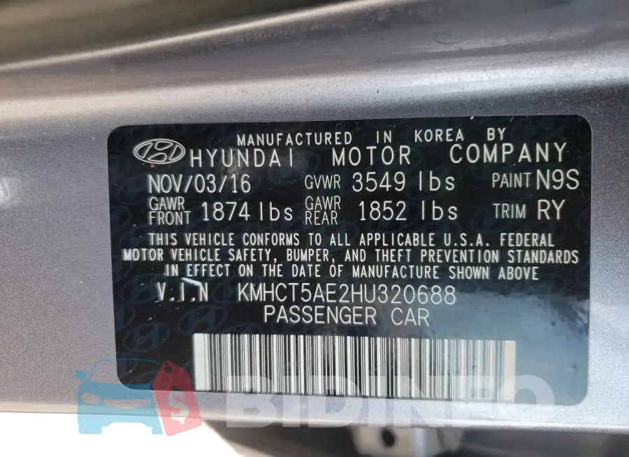 KMHCT5AE2HU320688 Photo# 10