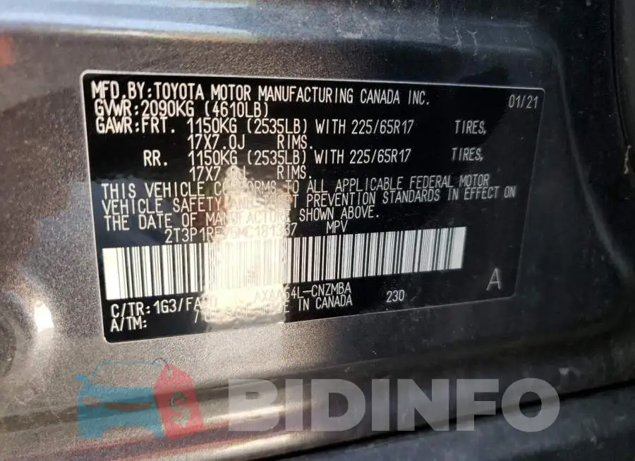 2T3P1RFV6MC181367 Photo# 10