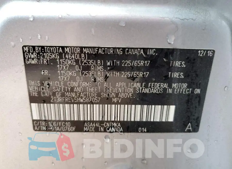 2T3RFREV5HW587057 Photo# 10
