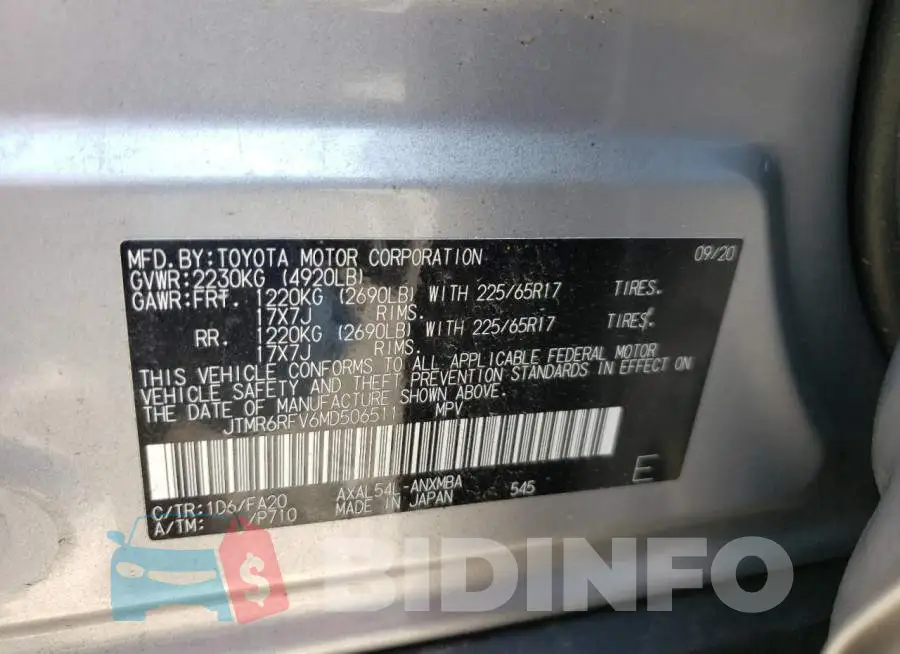 JTMR6RFV6MD506511 Photo# 10