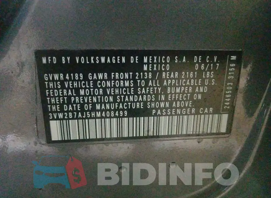 3VW2B7AJ5HM408499 Photo# 10