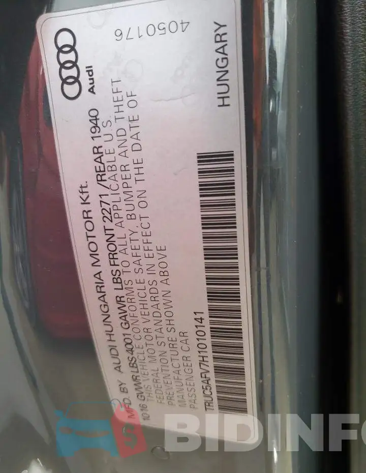 TRUC5AFV7H1010141 Photo# 10