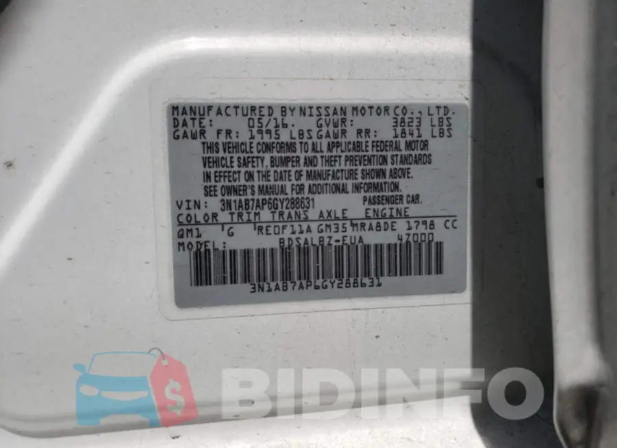 3N1AB7AP6GY288631 Photo# 10
