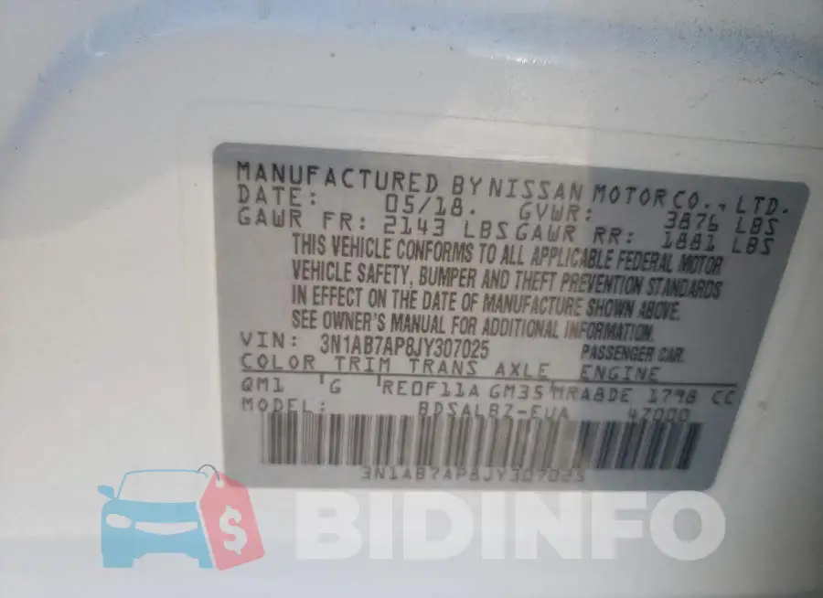 3N1AB7AP8JY307025 Photo# 10