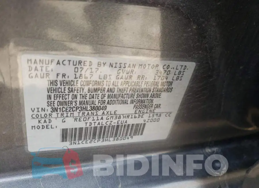 3N1CE2CP3HL380049 Photo# 10