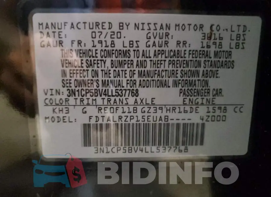3N1CP5BV4LL537768 Photo# 10
