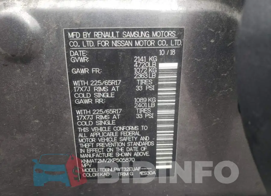KNMAT2MV2KP505870 Photo# 10
