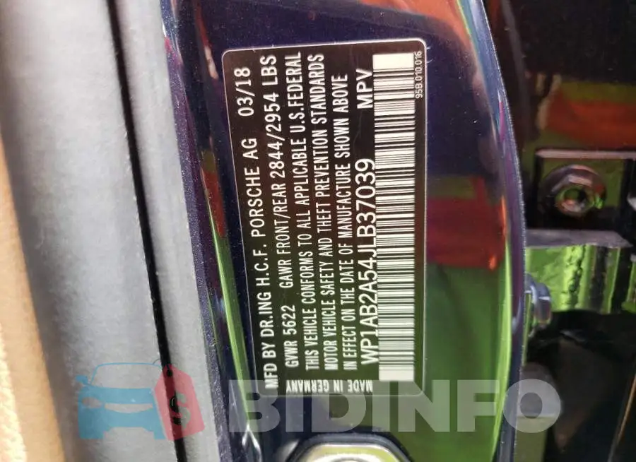 WP1AB2A54JLB37039 Photo# 10