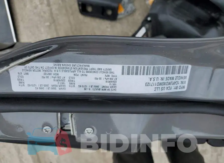 1C4PJMDX6MD117123 Photo# 10