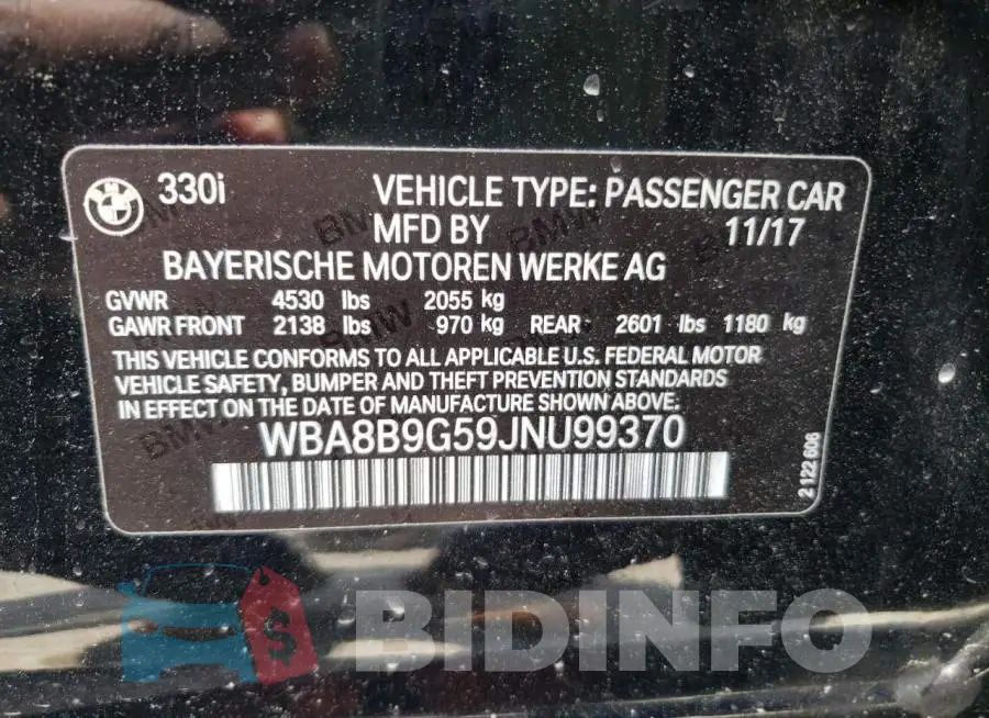 WBA8B9G59JNU99370 Photo# 10
