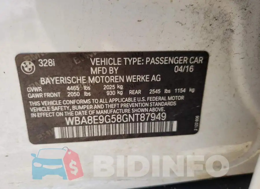 WBA8E9G58GNT87949 Photo# 10