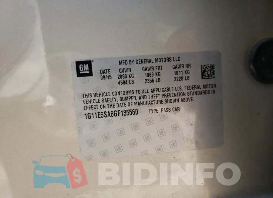 1G11E5SA8GF135560 Photo# 10