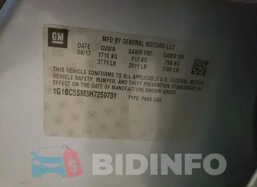 1G1BC5SM3H7250731 Photo# 10