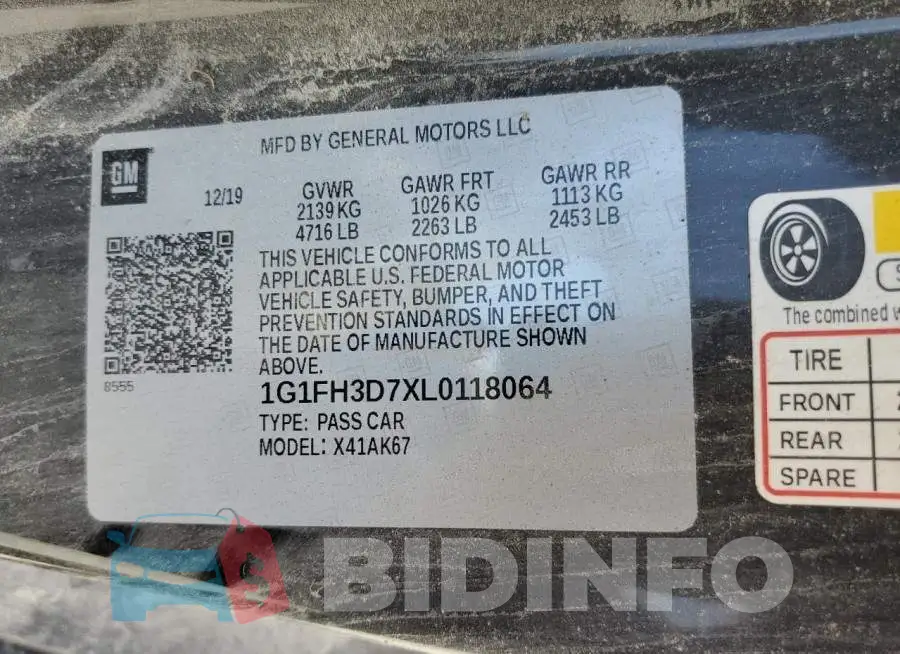 1G1FH3D7XL0118064 Photo# 10