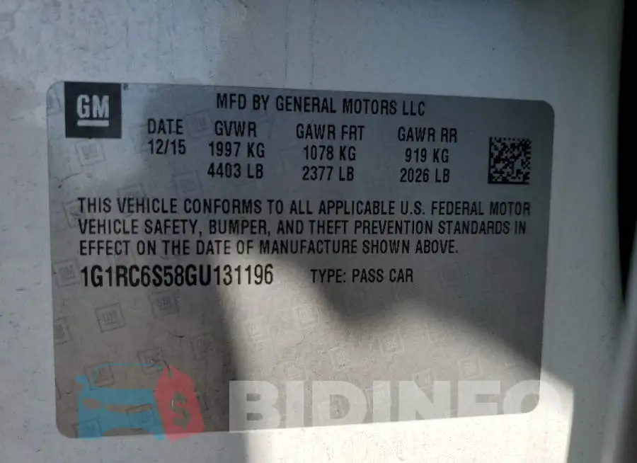 1G1RC6S58GU131196 Photo# 10