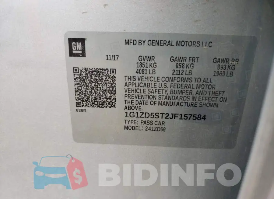1G1ZD5ST2JF157584 Photo# 10