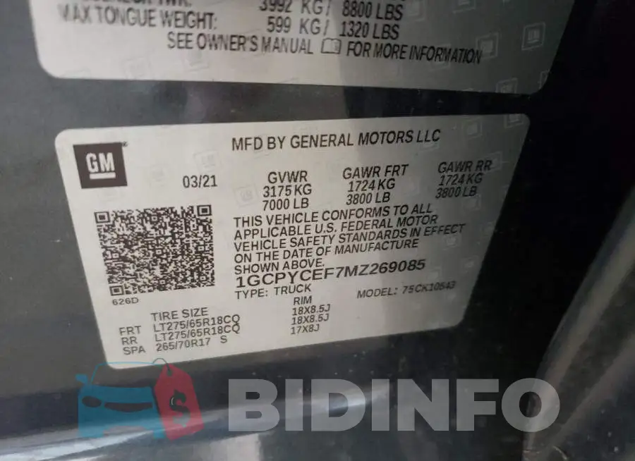 1GCPYCEF7MZ269085 Photo# 10