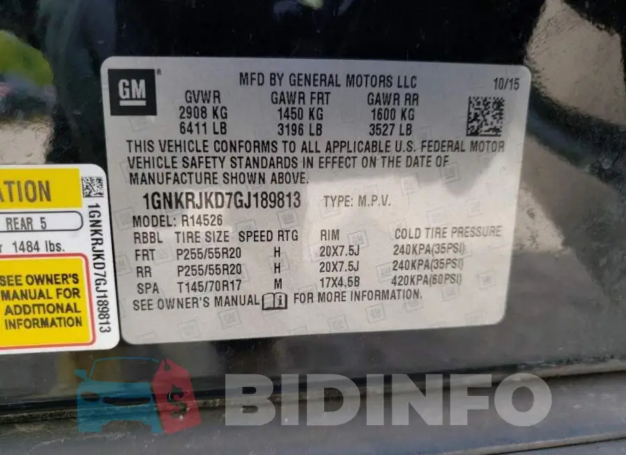 1GNKRJKD7GJ189813 Photo# 10