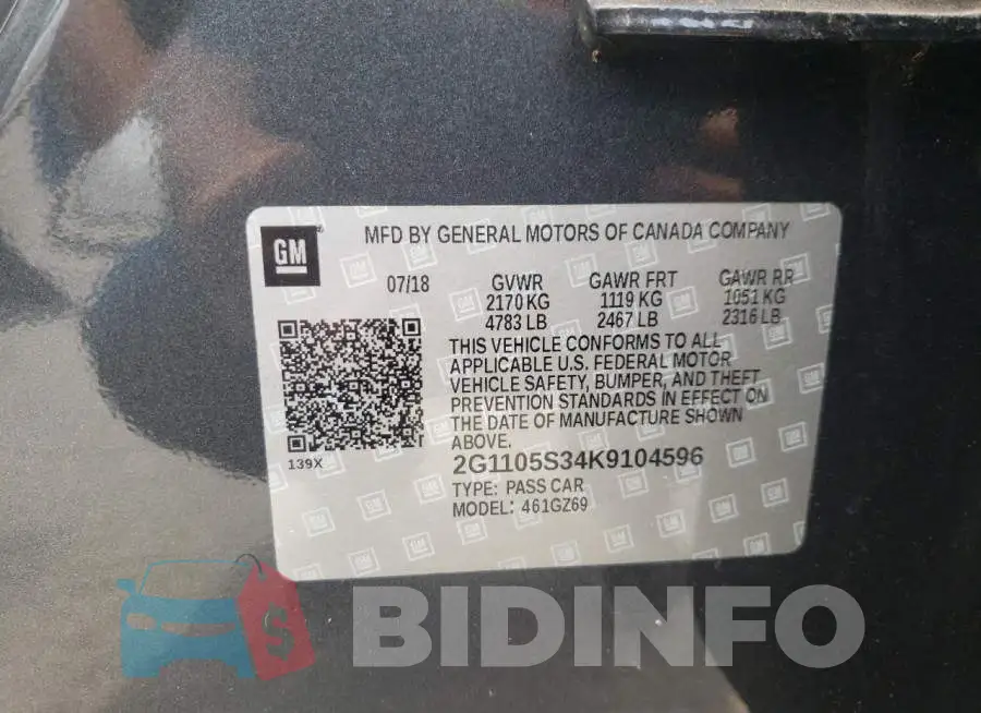 2G1105S34K9104596 Photo# 10