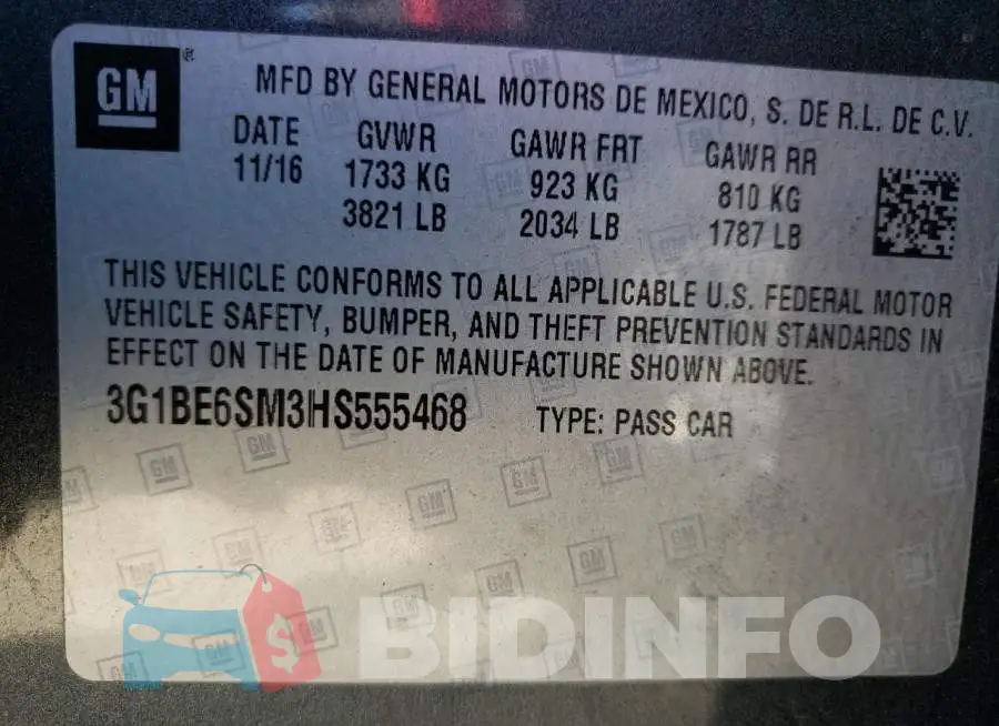 3G1BE6SM3HS555468 Photo# 10