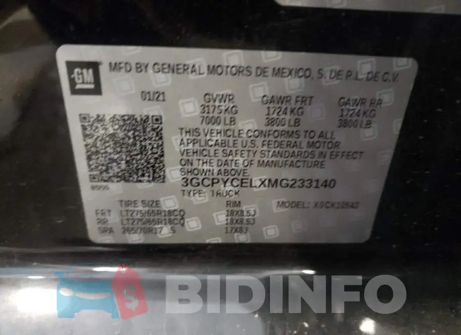 3GCPYCELXMG233140 Photo# 10