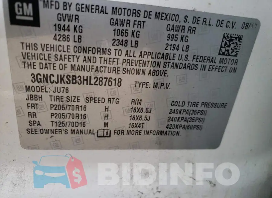 3GNCJKSB3HL287618 Photo# 10