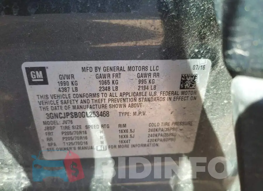 3GNCJPSB0GL253468 Photo# 10