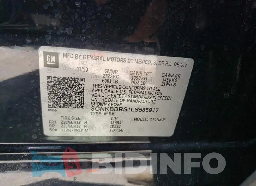 3GNKBDRS1LS585917 Photo# 10