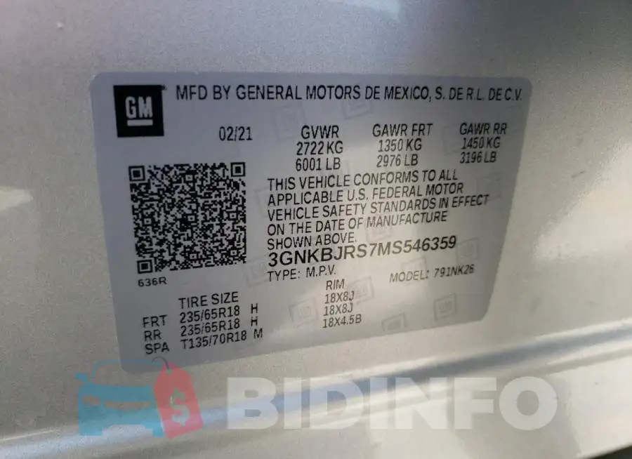 3GNKBJRS7MS546359 Photo# 10