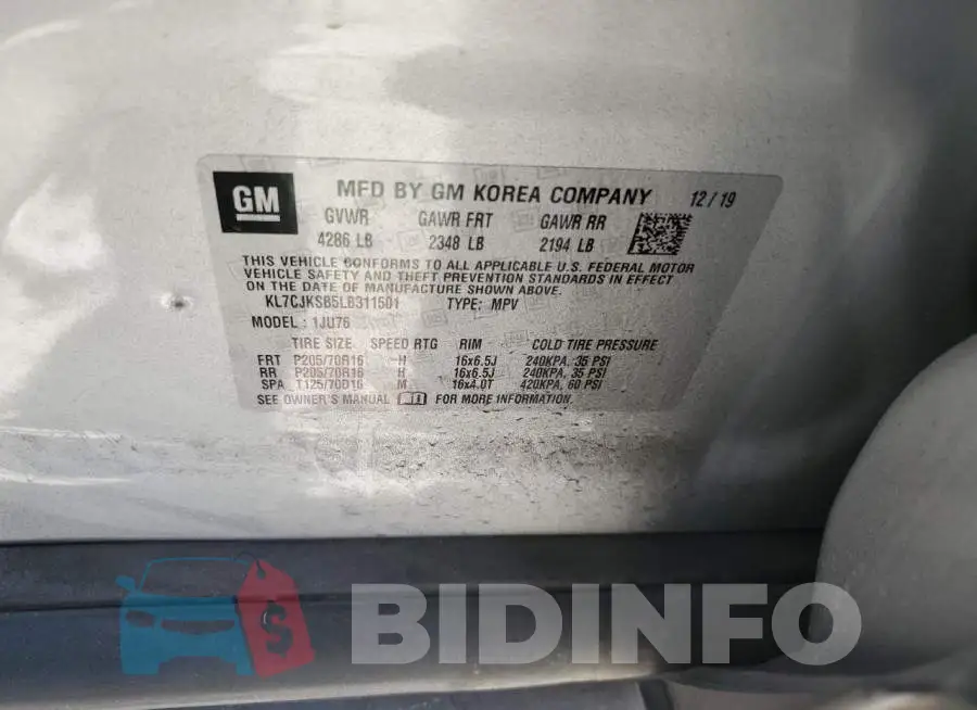 KL7CJKSB5LB311501 Photo# 10