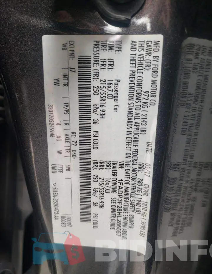 1FADP3F28HL286557 Photo# 10
