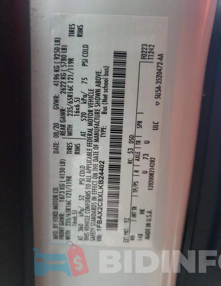 1FBAX2C8XLKB24402 Photo# 10