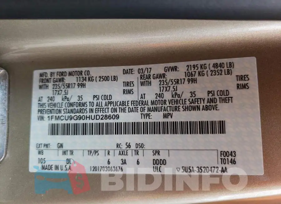 1FMCU9G90HUD28609 Photo# 10