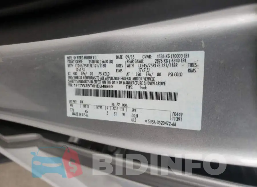 1FT7W2BT0HEB48860 Photo# 10