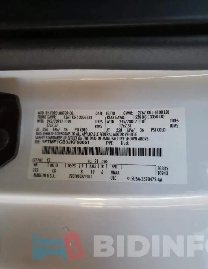 1FTMF1CB3JKF98061 Photo# 10