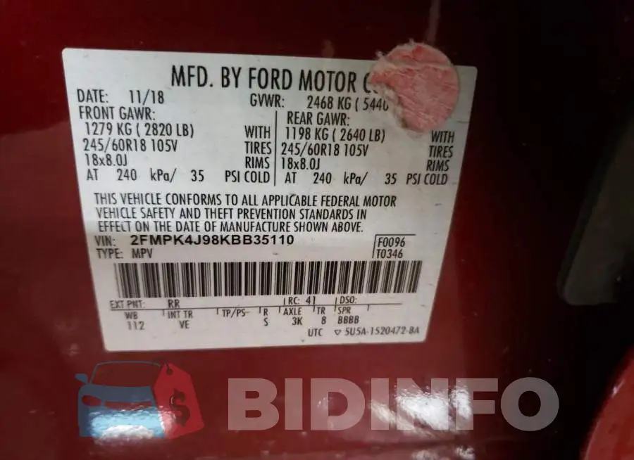 2FMPK4J98KBB35110 Photo# 10