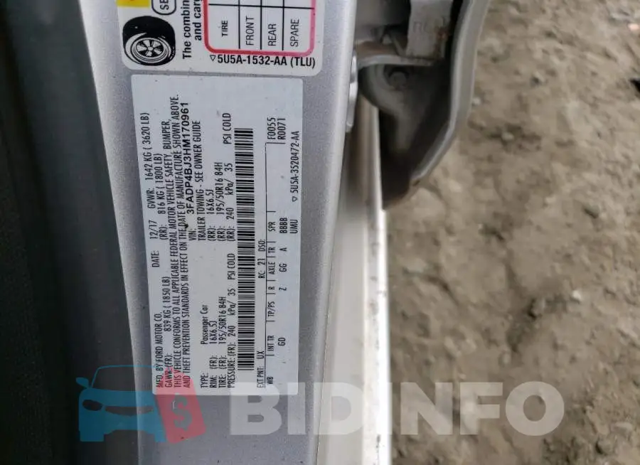 3FADP4BJ3HM170961 Photo# 10