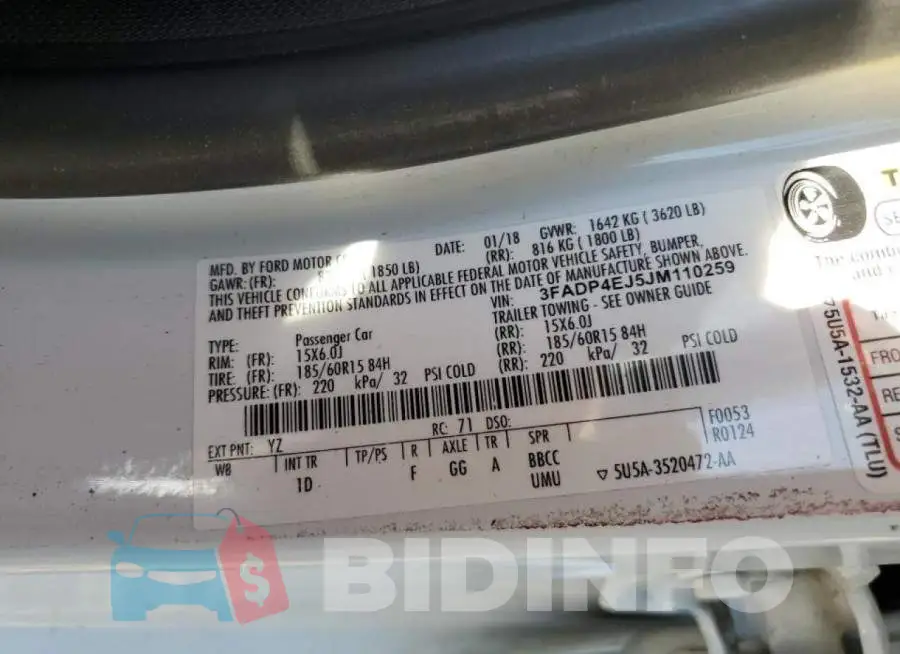 3FADP4EJ5JM110259 Photo# 10