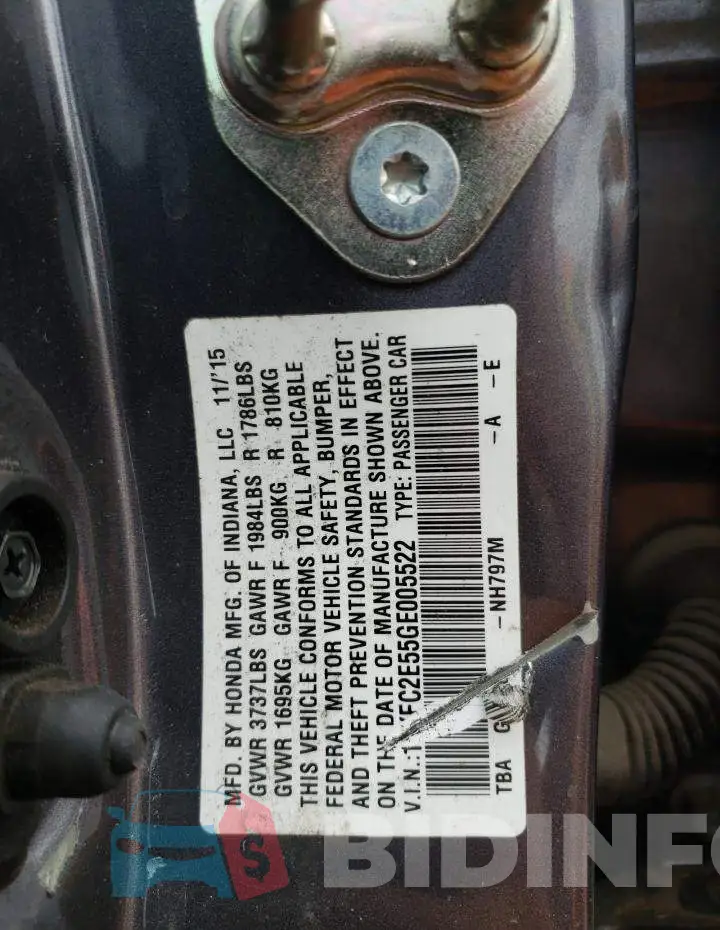 19XFC2E55GE005522 Photo# 10