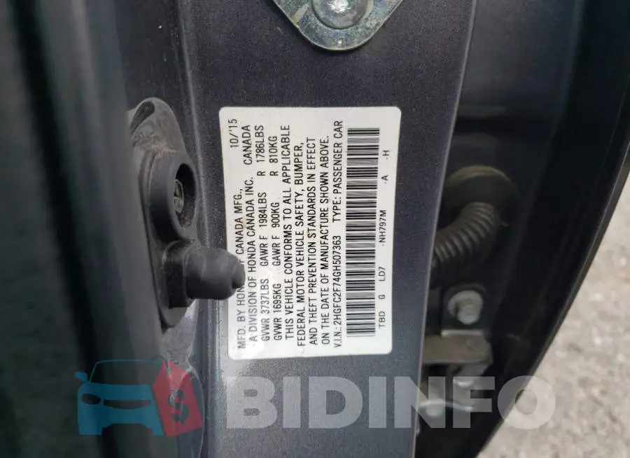 2HGFC2F74GH507363 Photo# 10