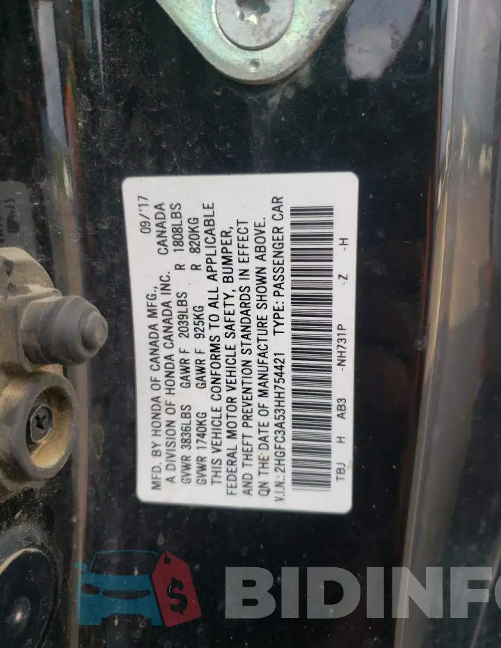 2HGFC3A53HH754421 Photo# 10