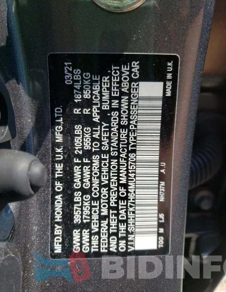 SHHFK7H64MU415706 Photo# 10