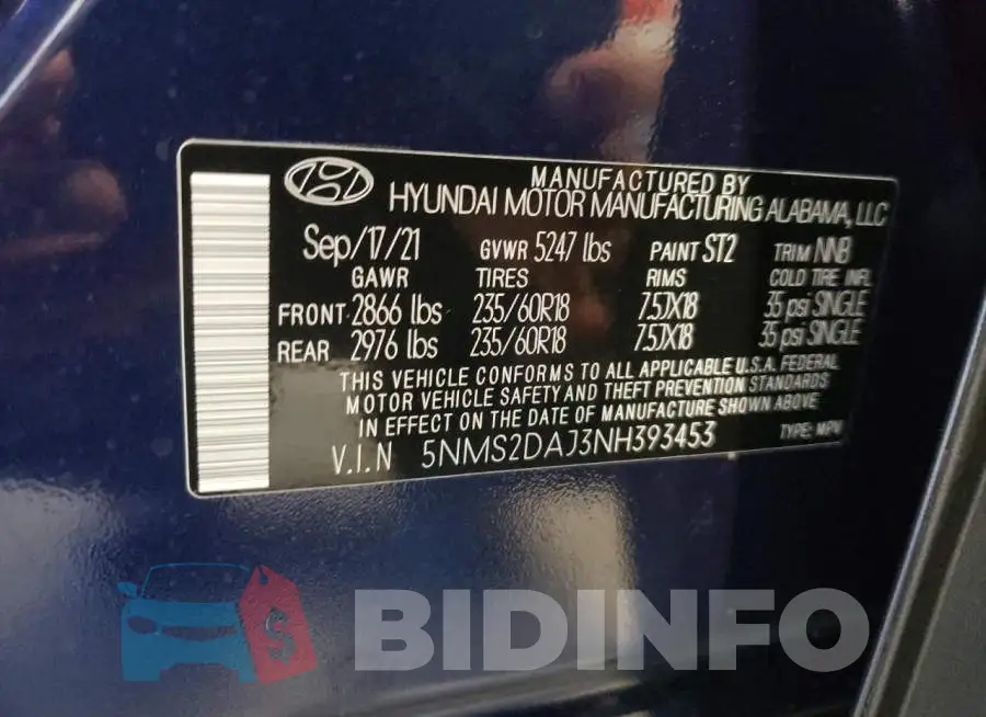 5NMS2DAJ3NH393453 Photo# 10
