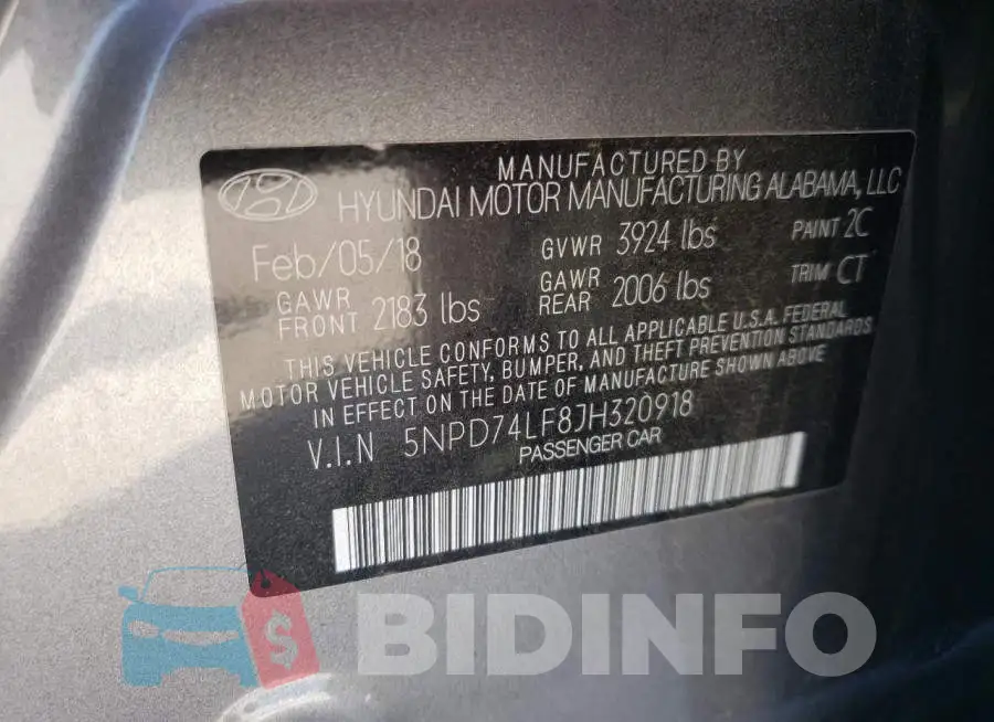 5NPD74LF8JH320918 Photo# 10