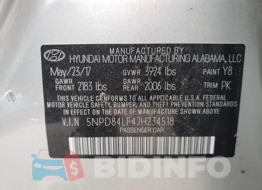 5NPD84LF4JH234518 Photo# 10