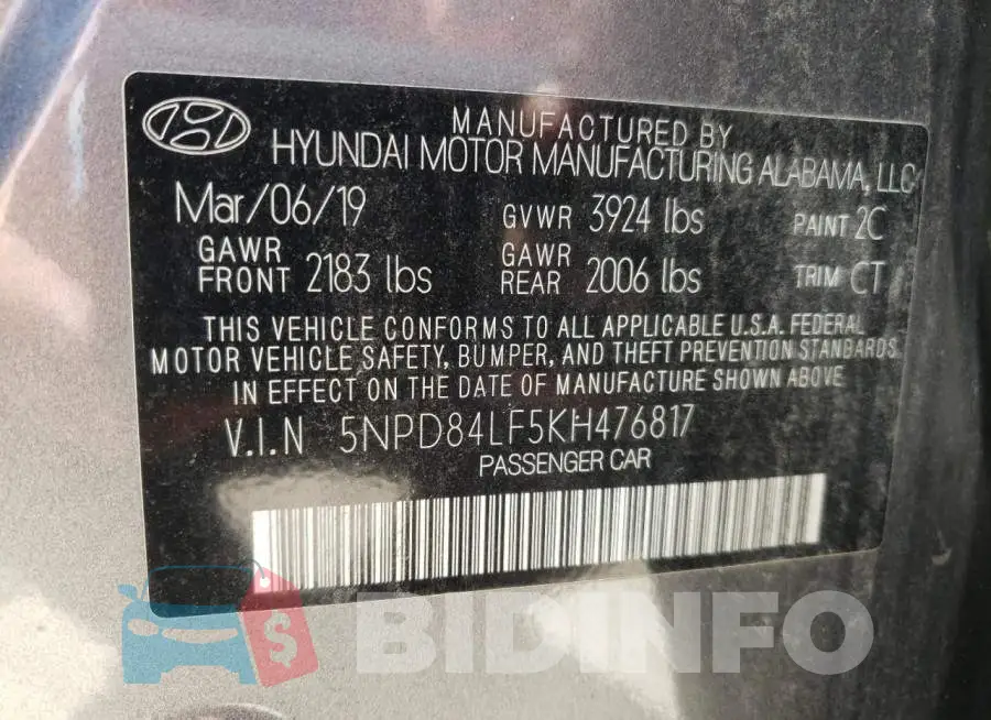 5NPD84LF5KH476817 Photo# 10