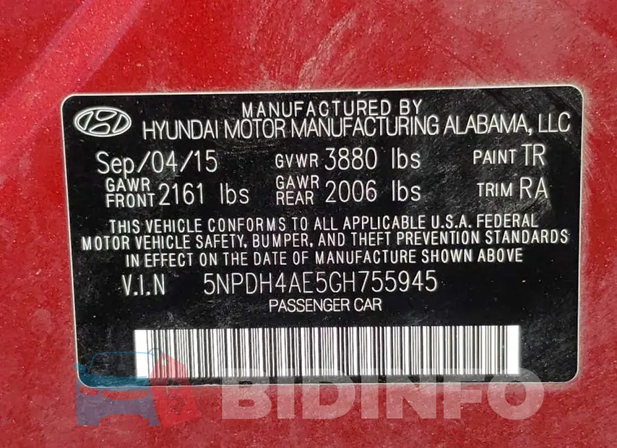 5NPDH4AE5GH755945 Photo# 10