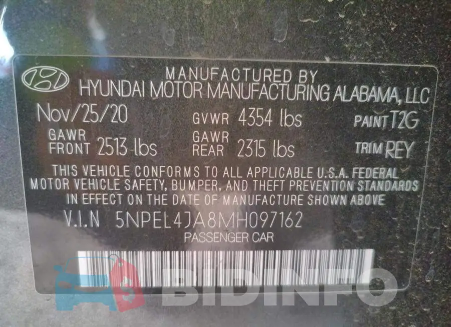 5NPEL4JA8MH097162 Photo# 10